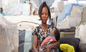 Esther et son enfant sur le site de Lushagala Photo OCHA