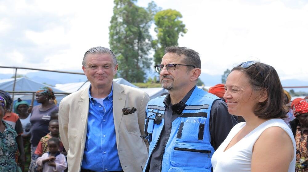 De gauche à droite, l’ambassadeur du Royaume de Suède, Henric Rasbrant, le coordinateur humanitaire Bruno Lemarquis et l’ambassa