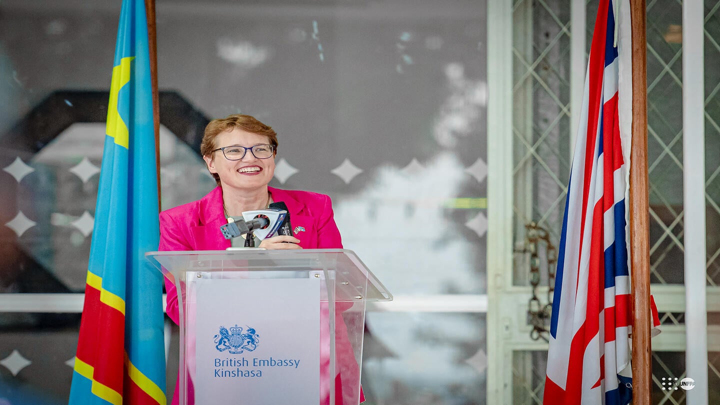 L'Ambassadrice du Royaume-Uni en RDC, lors du lancement de la nouvelle initiative pour soutenir les droits et la santé sexuelle et reproductive.