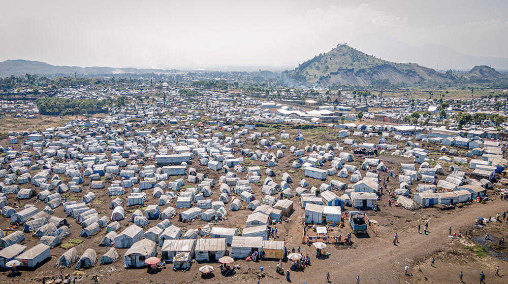 The Bulenga camp, on the outskirts of Goma, North Kivu, is home to more than 120,000 people. 