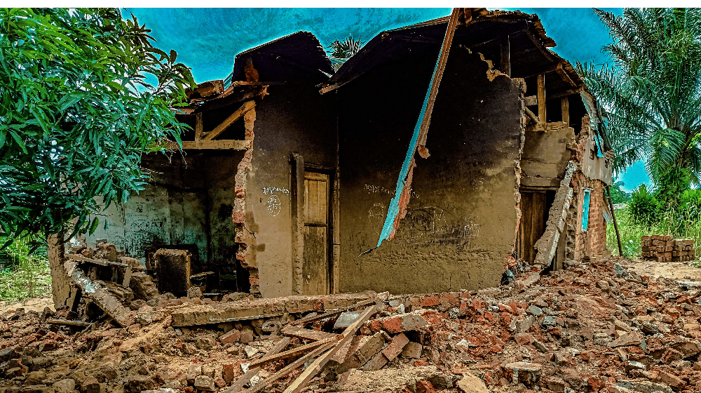 ​​​​​​​L’une des maisons détruites par la pluie