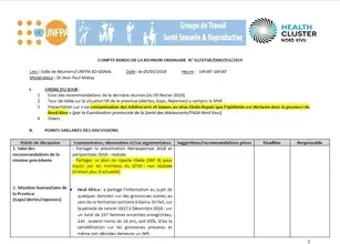 Comptes rendus du groupe de travail Santé de reproduction à Goma